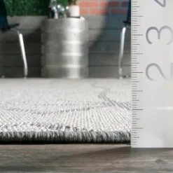 Kirkland's Home Sanford Light Gray Geometric Outdoor Rug, 8X10- Outdoor Rugs