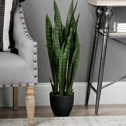 Kirkland's Home Sansevieria Floor Plant In Black Planter- Trees & Topiaries