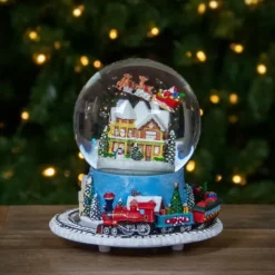 Kirkland's Home Santa And Revolving Train Musical Water Globe- Statues & Figurines