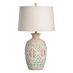 Kirkland's Home Santa Fe Carved Motif Table Lamp- Table Lamps