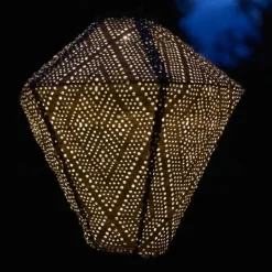 Kirkland's Home Sashiko Diamond Hanging Led Outdoor Lantern- Outdoor Lighting