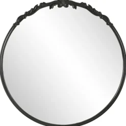 Kirkland's Home Satin Black Ornate Round Wall Mirror- Decorative Mirrors