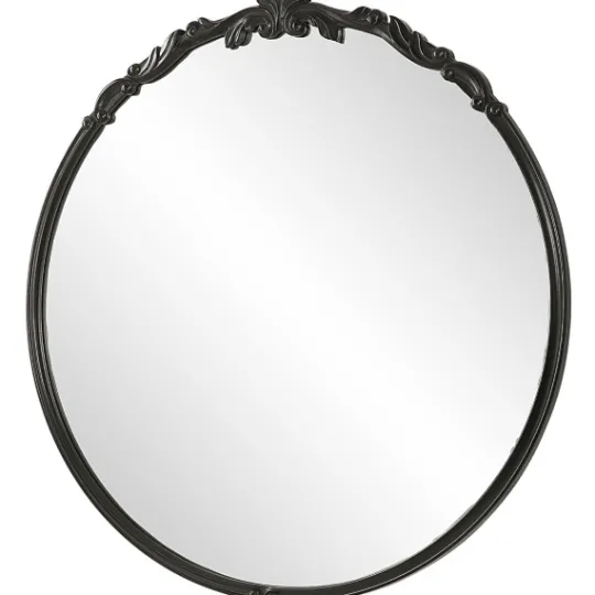 Kirkland's Home Satin Black Ornate Round Wall Mirror- Decorative Mirrors