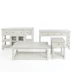 Kirkland's Home Savannah Cream Distressed Console Table- Console Tables