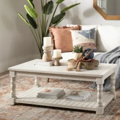 Kirkland's Home Savannah Cream Distressed Coffee Table- Coffee Tables