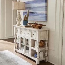 Kirkland's Home Savannah Cream Distressed Cabinet- Entryway Furniture