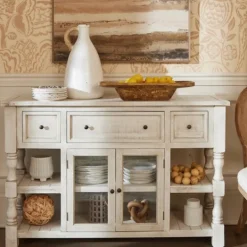 Kirkland's Home Savannah Cream Distressed Cabinet- Entryway Furniture
