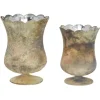 Kirkland's Home Scalloped Rustic Glass Cup Vases, Set Of 2- Vases