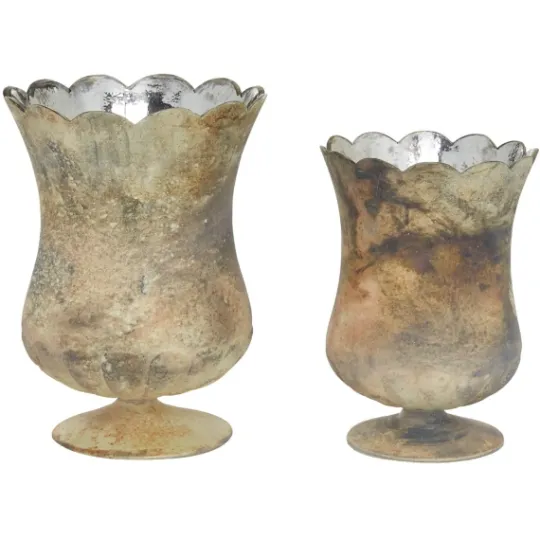 Kirkland's Home Scalloped Rustic Glass Cup Vases, Set Of 2- Vases