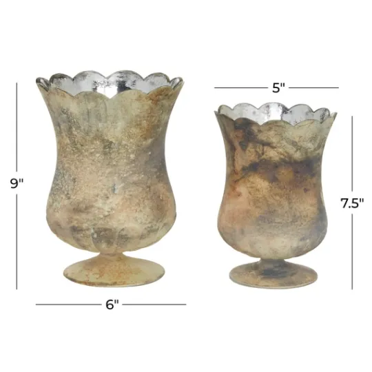 Kirkland's Home Scalloped Rustic Glass Cup Vases, Set Of 2- Vases