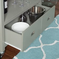 Kirkland's Home Scarlett Rolling 2-Door Steel Top Kitchen Cart- Kitchen Islands & Bar Carts