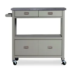 Kirkland's Home Scarlett Rolling 2-Door Steel Top Kitchen Cart- Kitchen Islands & Bar Carts