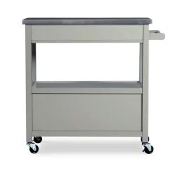 Kirkland's Home Scarlett Rolling 2-Door Steel Top Kitchen Cart- Kitchen Islands & Bar Carts