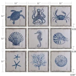 Kirkland's Home Sea Creatures Framed Wood Art Prints, Set Of 9- Framed Art