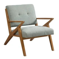 Kirkland's Home Seafoam Mid-Century Pecan Finish Accent Chair- Accent Chairs
