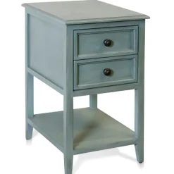 Kirkland's Home Seafoam Slim Side Table With Shelf- Accent & End Tables