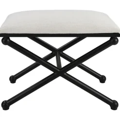 Kirkland's Home Seat And Black Metal Ottoman- Benches & Ottomans