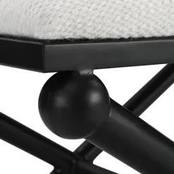 Kirkland's Home Seat And Black Metal Ottoman- Benches & Ottomans