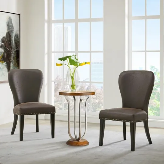 Kirkland's Home Sevana Faux Leather Dining Chairs, Set Of 2- Dining Chairs