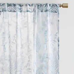 Kirkland's Home Sheer Blue Botanical Curtain Panel Set, 84 In.- Curtains & Drapes