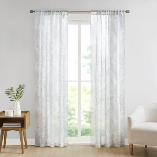 Kirkland's Home Sheer Botanical Curtain Panel Set, 95 In.- Curtains & Drapes