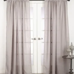 Kirkland's Home Sheer Dark Linen Curtain Panel, 108 In.- Curtains & Drapes