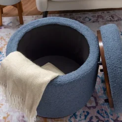 Kirkland's Home Sherpa Upholstered Storage Ottoman- Benches & Ottomans