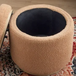 Kirkland's Home Sherpa Upholstered Storage Ottoman- Benches & Ottomans