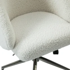 Kirkland's Home Sherpa Upholstered Swivel Office Chair- Office Furniture