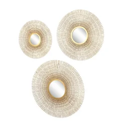 Kirkland's Home Shining Golden Sunburst 3-Pc. Wall Mirror Set- Wall Plaques
