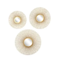 Kirkland's Home Shining Golden Sunburst 3-Pc. Wall Mirror Set- Wall Plaques