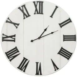 Kirkland's Home Shiplap Whitewashed Wooden Wall Clock- Clocks