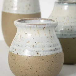 Kirkland's Home Short Terracotta Two-Tone Speckled Vases, Set Of 3- Vases