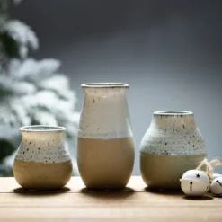 Kirkland's Home Short Terracotta Two-Tone Speckled Vases, Set Of 3- Vases