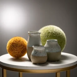 Kirkland's Home Short Terracotta Two-Tone Speckled Vases, Set Of 3- Vases