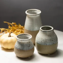 Kirkland's Home Short Terracotta Two-Tone Speckled Vases, Set Of 3- Vases