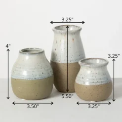 Kirkland's Home Short Terracotta Two-Tone Speckled Vases, Set Of 3- Vases