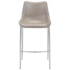 Kirkland's Home Silver & Beige Faux Leather Bar Stools, Set Of 2- Bar Stools & Counter Height Stools
