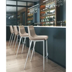 Kirkland's Home Silver & Beige Faux Leather Bar Stools, Set Of 2- Bar Stools & Counter Height Stools