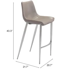 Kirkland's Home Silver & Beige Faux Leather Bar Stools, Set Of 2- Bar Stools & Counter Height Stools