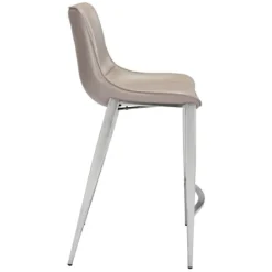 Kirkland's Home Silver & Beige Leather Counter Stools, Set Of 2- Bar Stools & Counter Height Stools