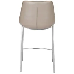 Kirkland's Home Silver & Beige Leather Counter Stools, Set Of 2- Bar Stools & Counter Height Stools