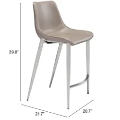 Kirkland's Home Silver & Beige Leather Counter Stools, Set Of 2- Bar Stools & Counter Height Stools