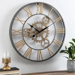 Kirkland's Home Silver And Gold Benton Gears Wall Clock- Clocks