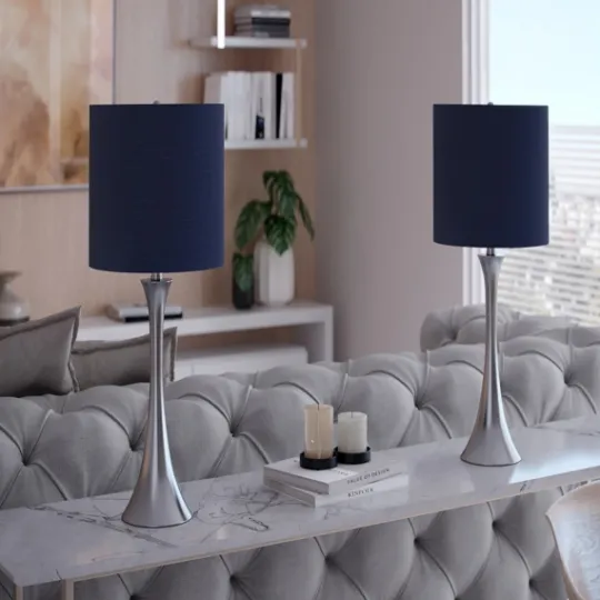 Kirkland's Home Silver And Tapered Table Lamps, Set Of 2- Table Lamps