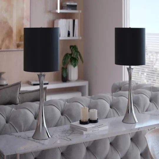 Kirkland's Home Silver And Tapered Table Lamps, Set Of 2- Table Lamps