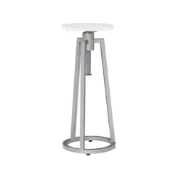 Kirkland's Home Silver And White Marble Adjustable Drink Table- Accent & End Tables