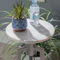 Kirkland's Home Silver And White Marble Adjustable Drink Table- Accent & End Tables
