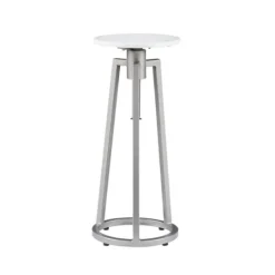 Kirkland's Home Silver And White Marble Adjustable Drink Table- Accent & End Tables