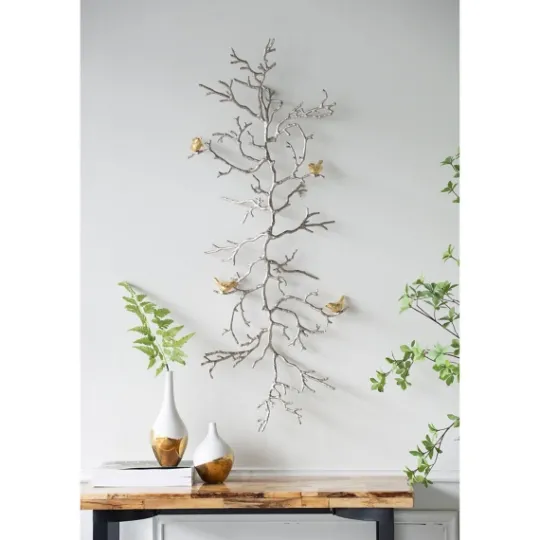 Kirkland's Home Silver Branches And Birds Metal Wall Plaque- Wall Plaques
